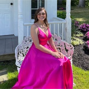 Hot Pink Dress with train